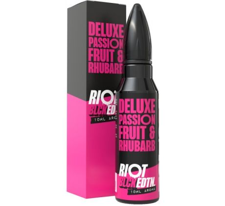 Příchuť Riot Squad BLCK EDTN S&V 10ml Deluxe Passionfruit & Rhubarb (Marakuja s rebarborou)