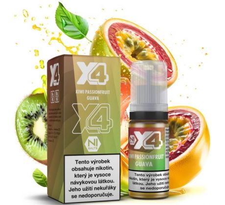 Liquid X4 Bar Juice - Kiwi, marakuja a guava (Kiwi Passionfruit Guava) 10ml - 10mg